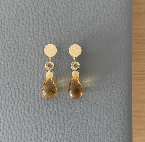 Ohrschmuck "Sunrise", Gold , Citrin 